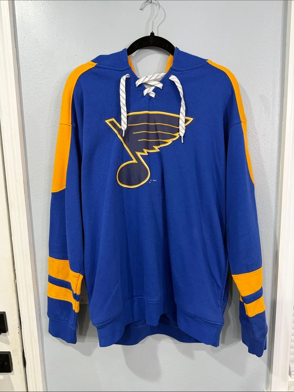 NHL Saint Louis Blues Gold Lace-Up Crewneck Hockey Pullover